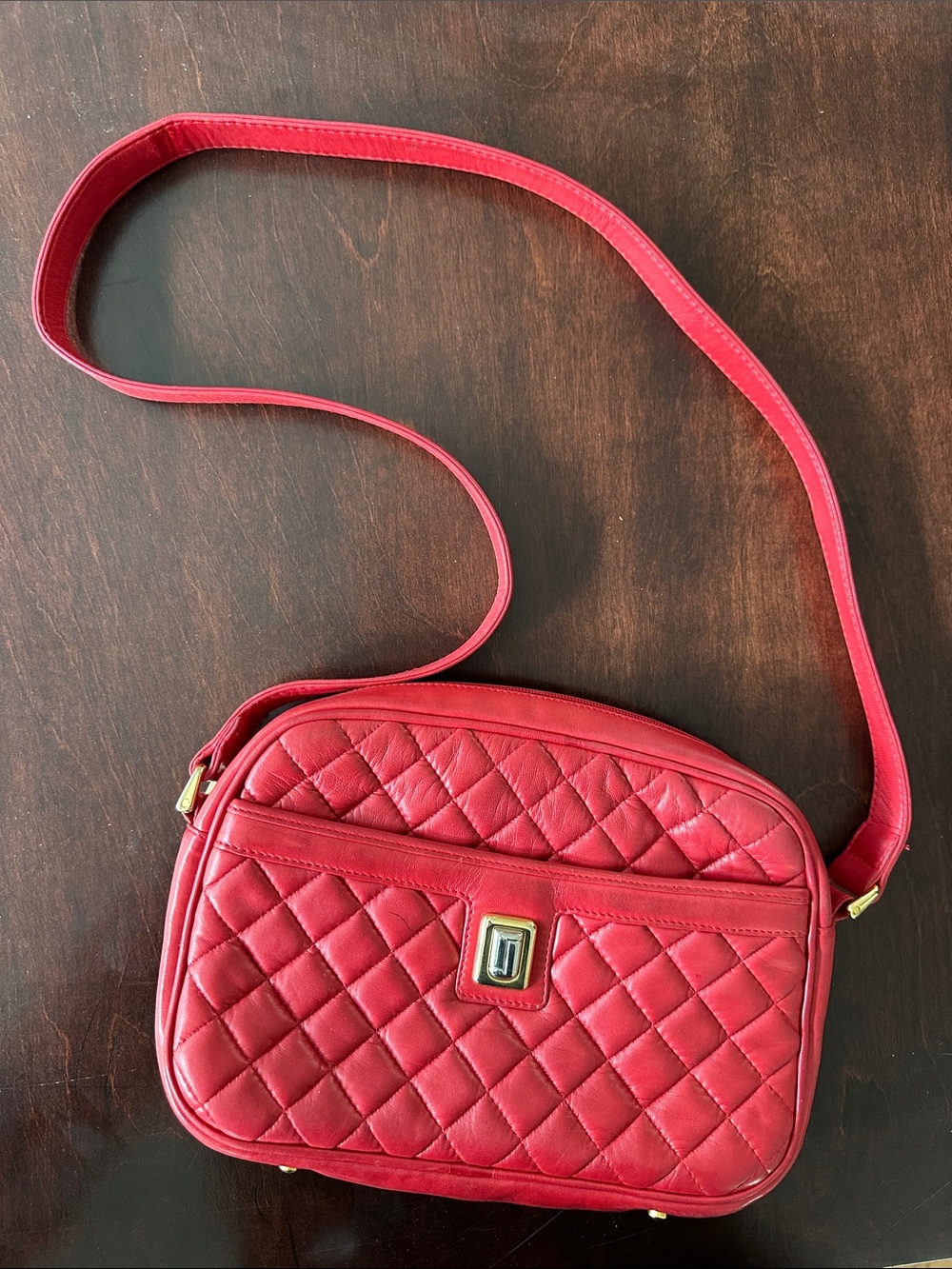 Judith Leiber Red Quilted Crossbody Shoulder Bag